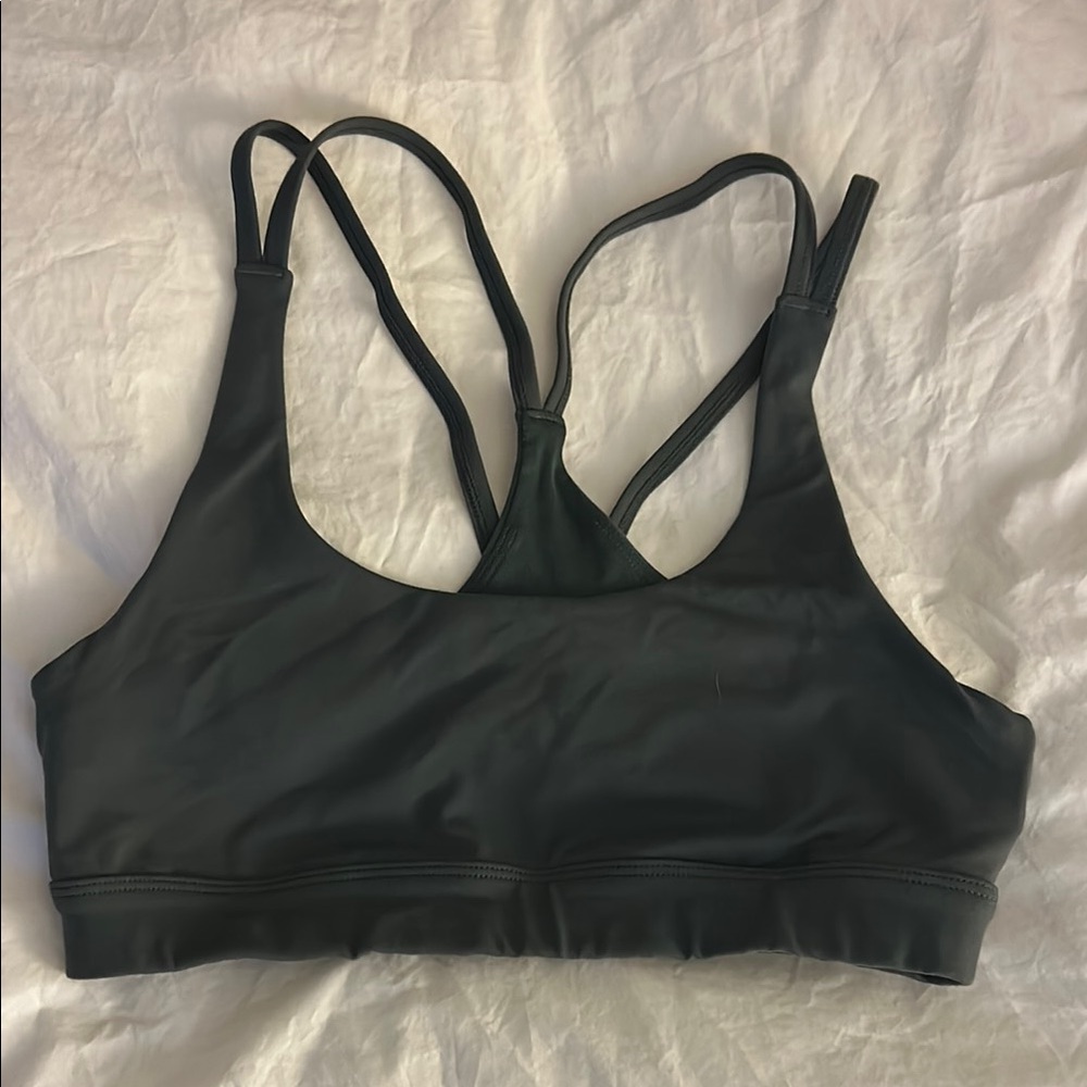 Women's Black Strappy Sports Bra
